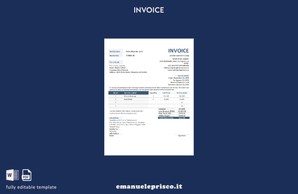 modello di formato di fattura dell'agenzia pubblicitaria in stile verificato